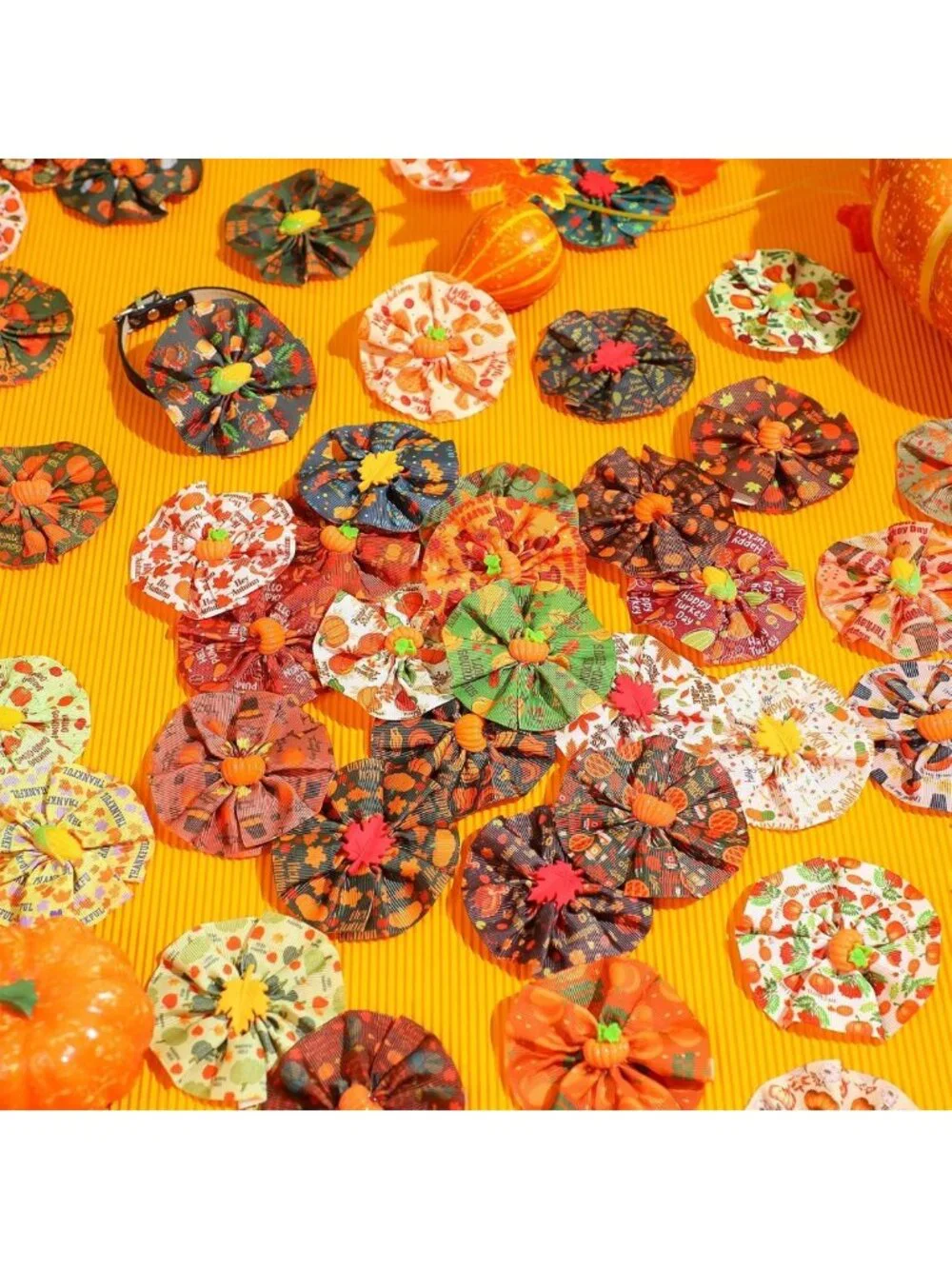 200 Pcs Fall Dog Collar Flower Charms & Bow Ties - Thanksgiving Pet Accessories